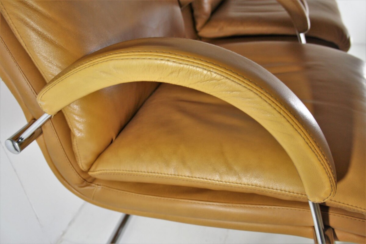 Tan Leather Chairs - Pair - Image 7