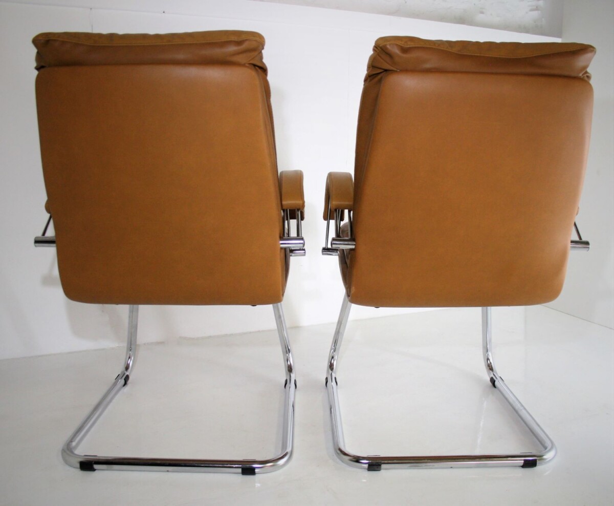 Tan Leather Chairs - Pair - Image 8