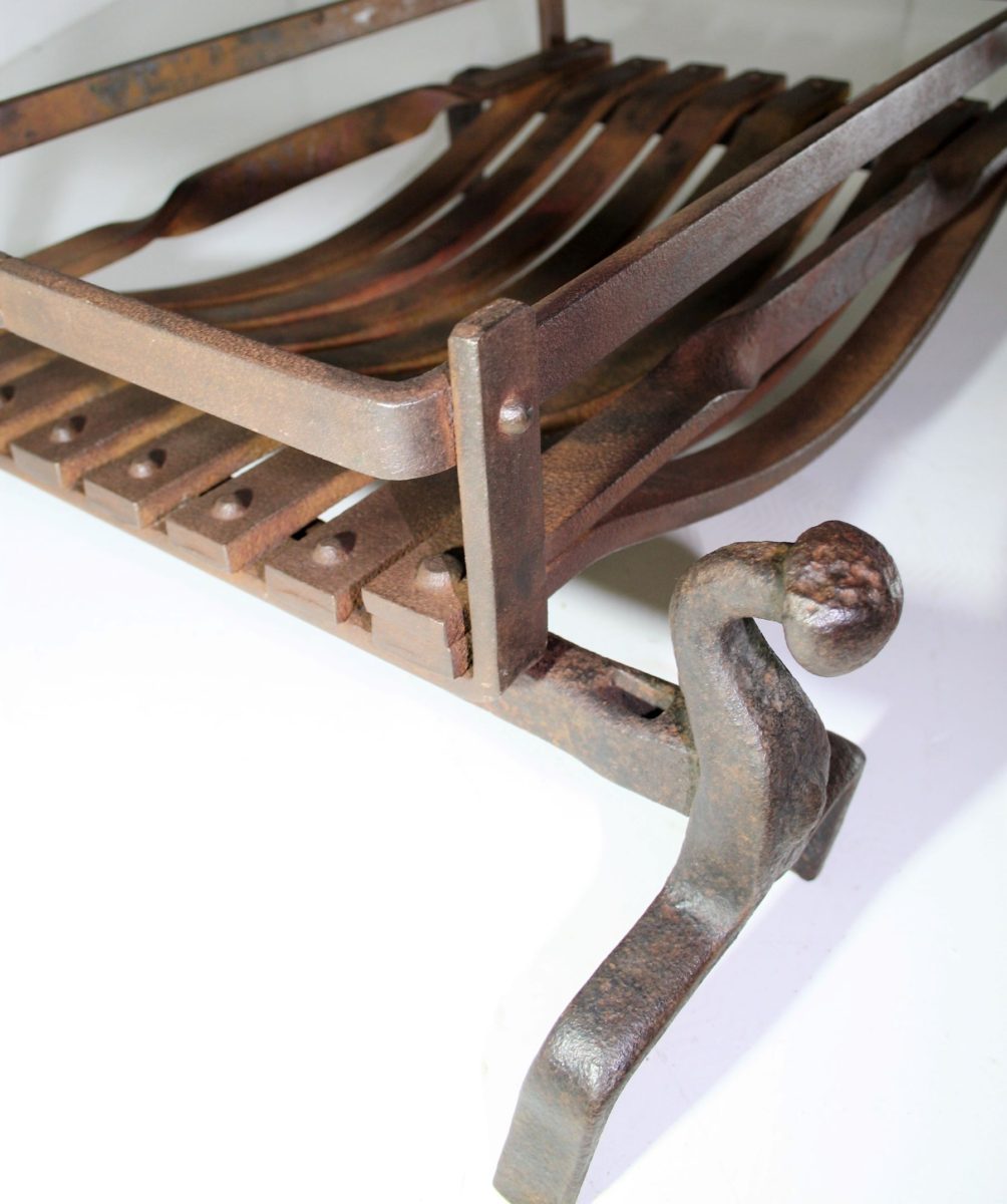 Blacksmith Made Fire Dogs & Basket Greencore Design