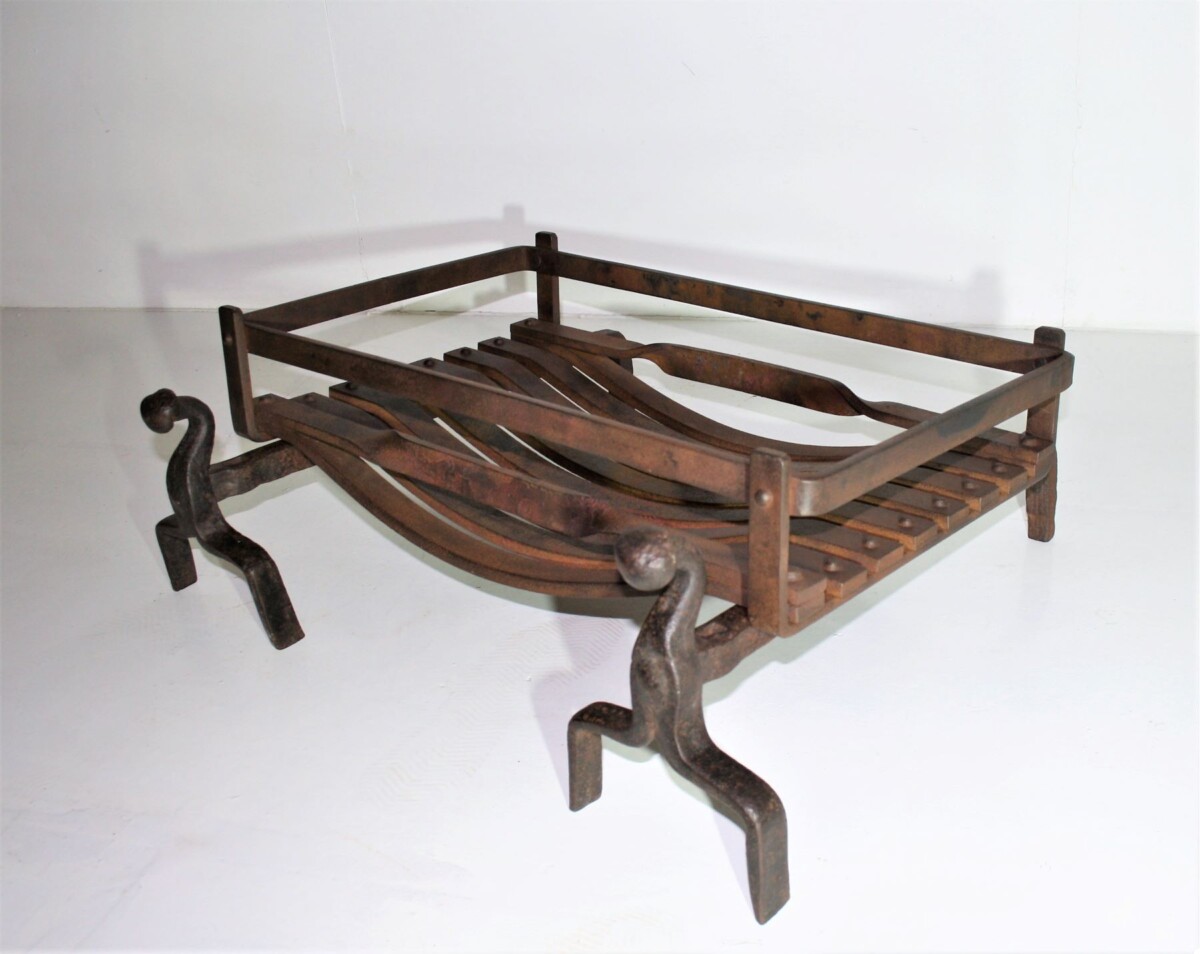 Blacksmith Made Fire Dogs & Basket - Image 2
