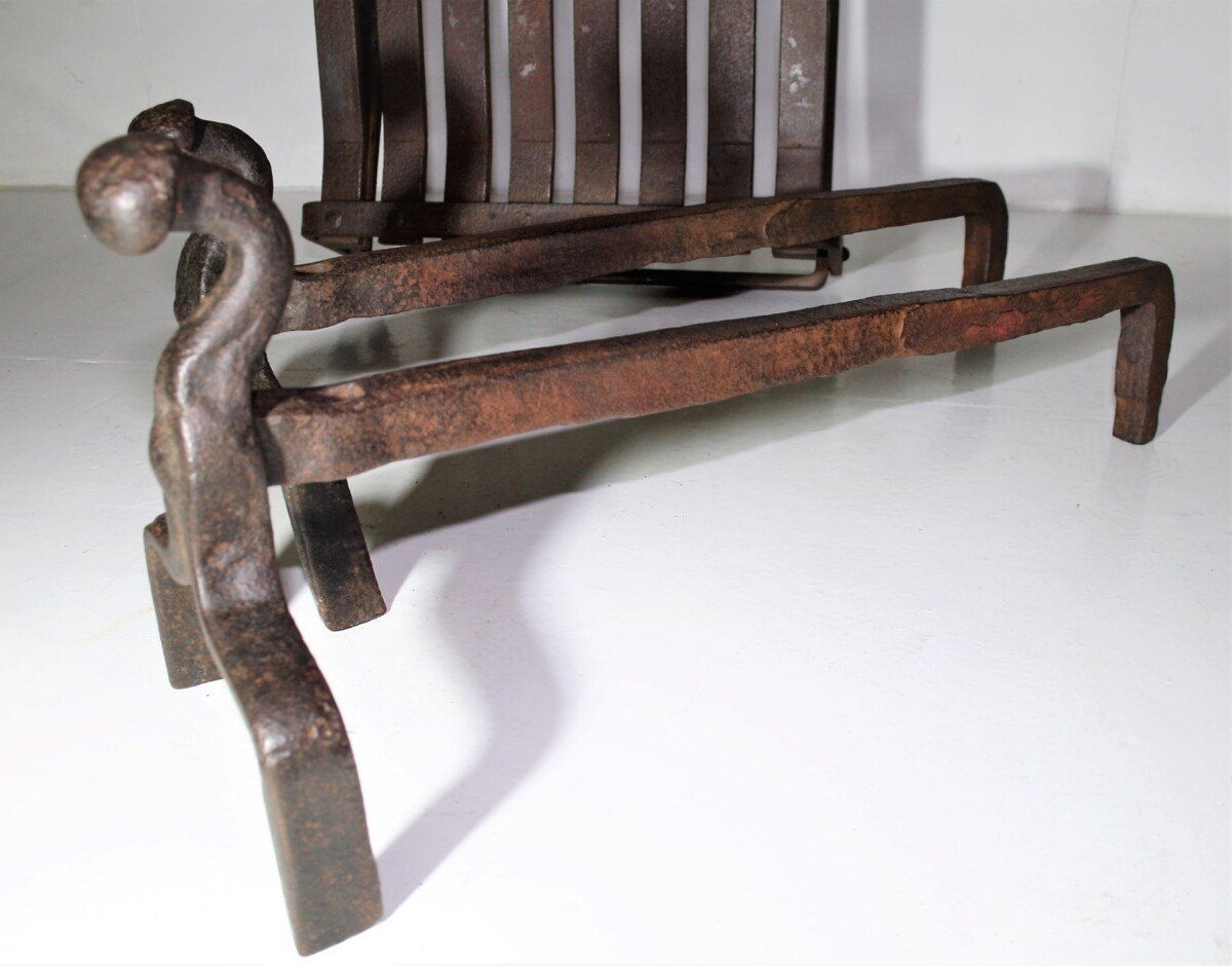 Blacksmith Made Fire Dogs & Basket - Image 5