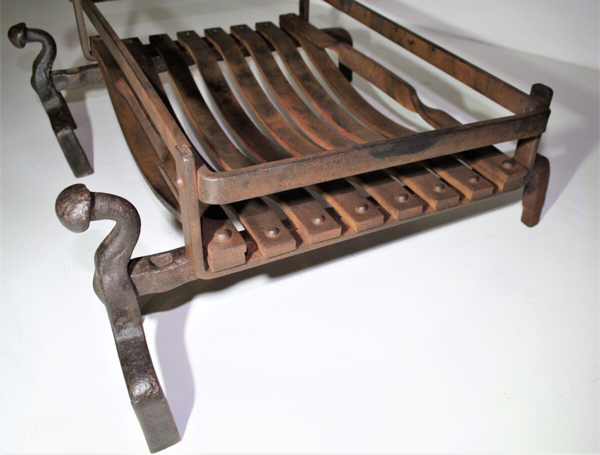 Blacksmith Made Fire Dogs & Basket - Image 4