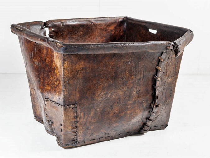 Huge Leather Mill Basket