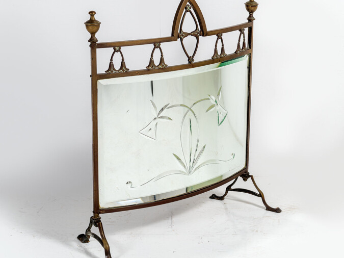 Edwardian Brass Finial Firescreen