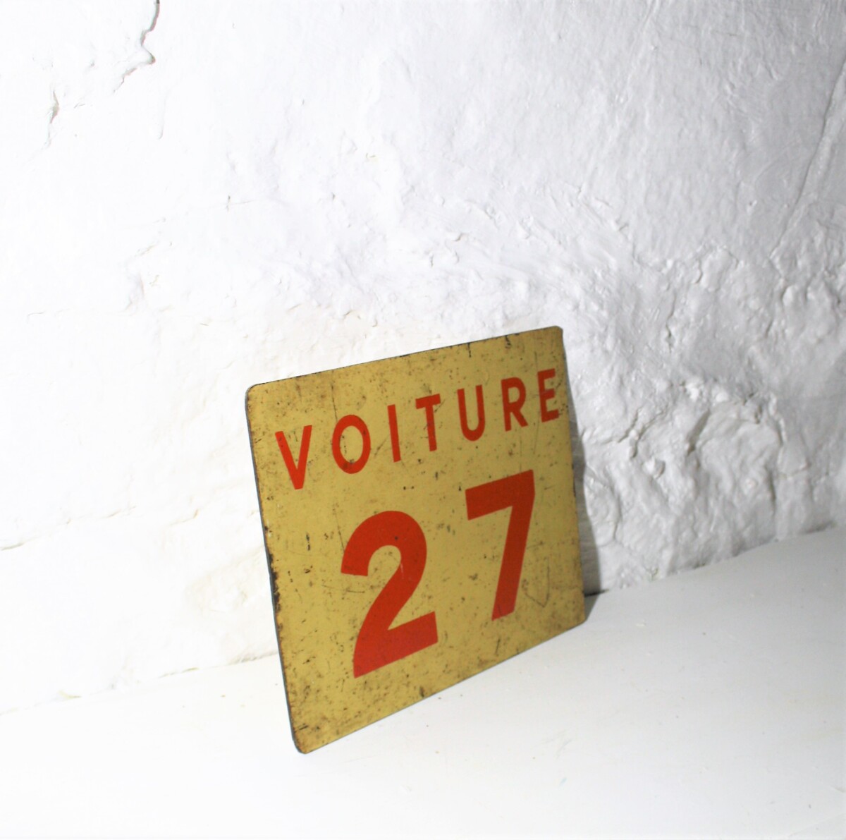 A Small French Metal Railway Sign 'Voiture 27' - Image 4