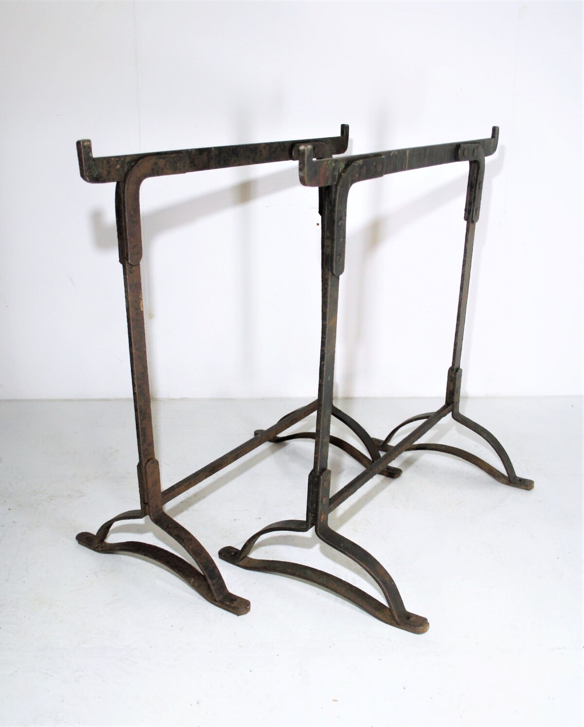 Victorian Wrought Iron Rivetted Trestles - Pair