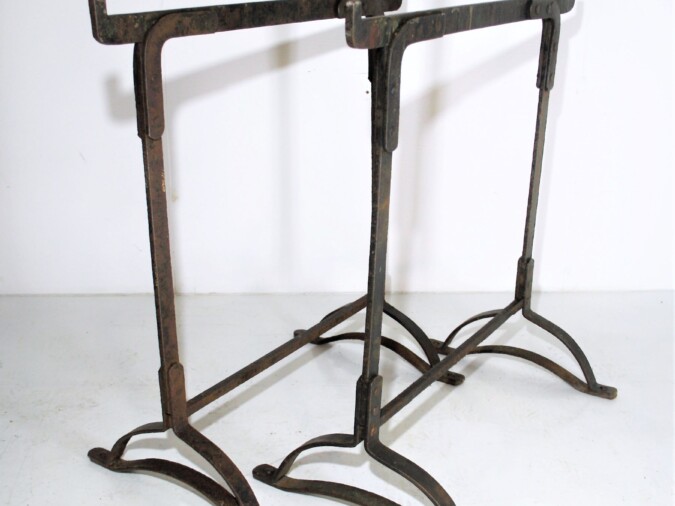 Victorian Wrought Iron Rivetted Trestles - Pair