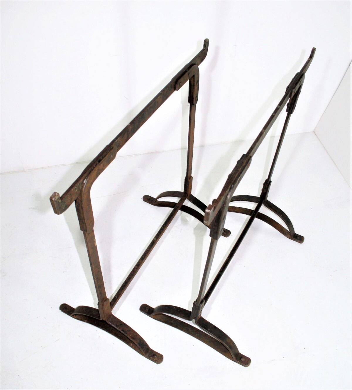 Victorian Wrought Iron Rivetted Trestles - Pair - Image 4