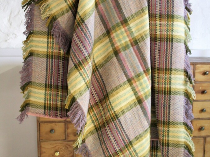 Cwmgwili Welsh Wool Blanket - Purple Greens