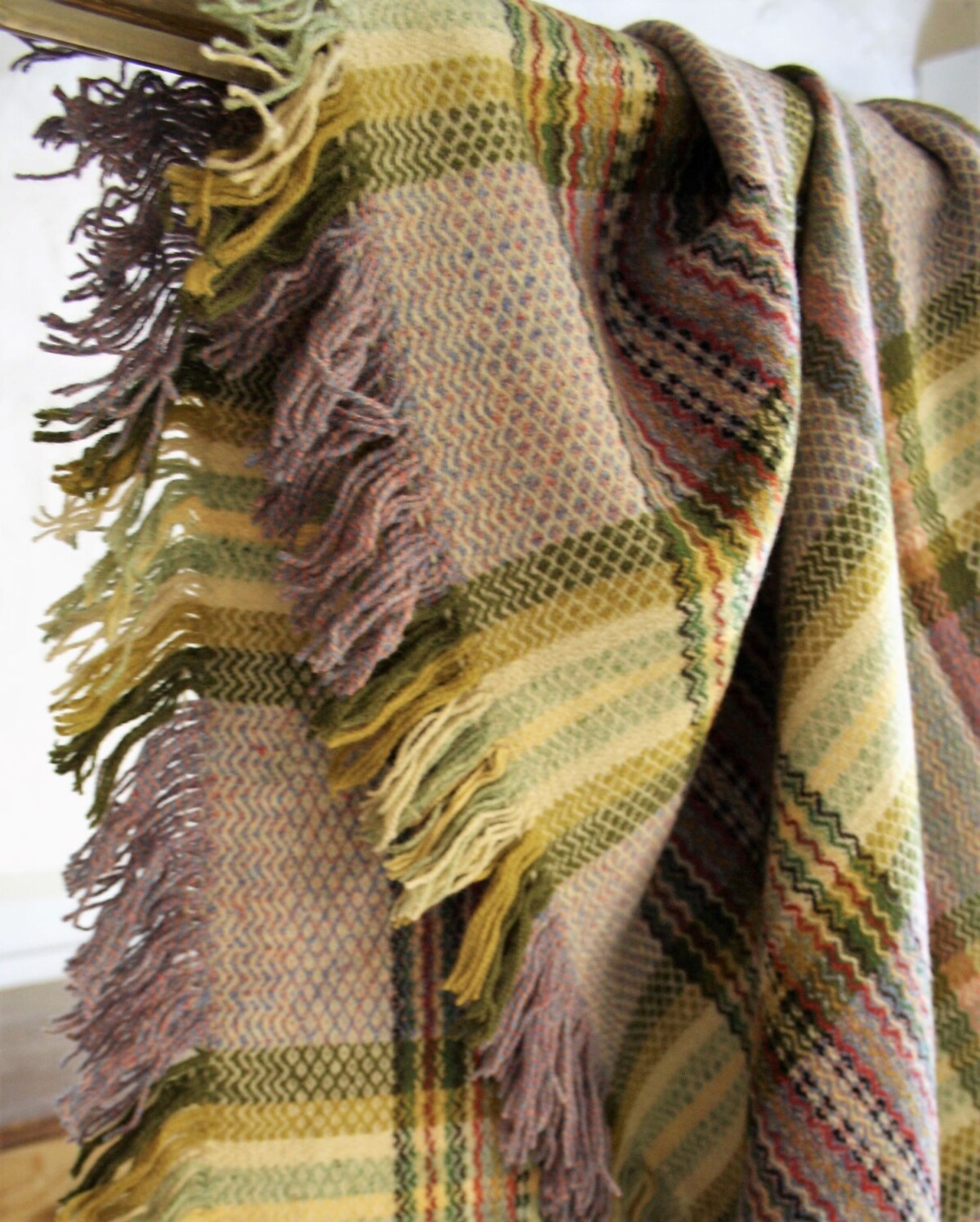 Cwmgwili Welsh Wool Blanket - Purple Greens - Image 5
