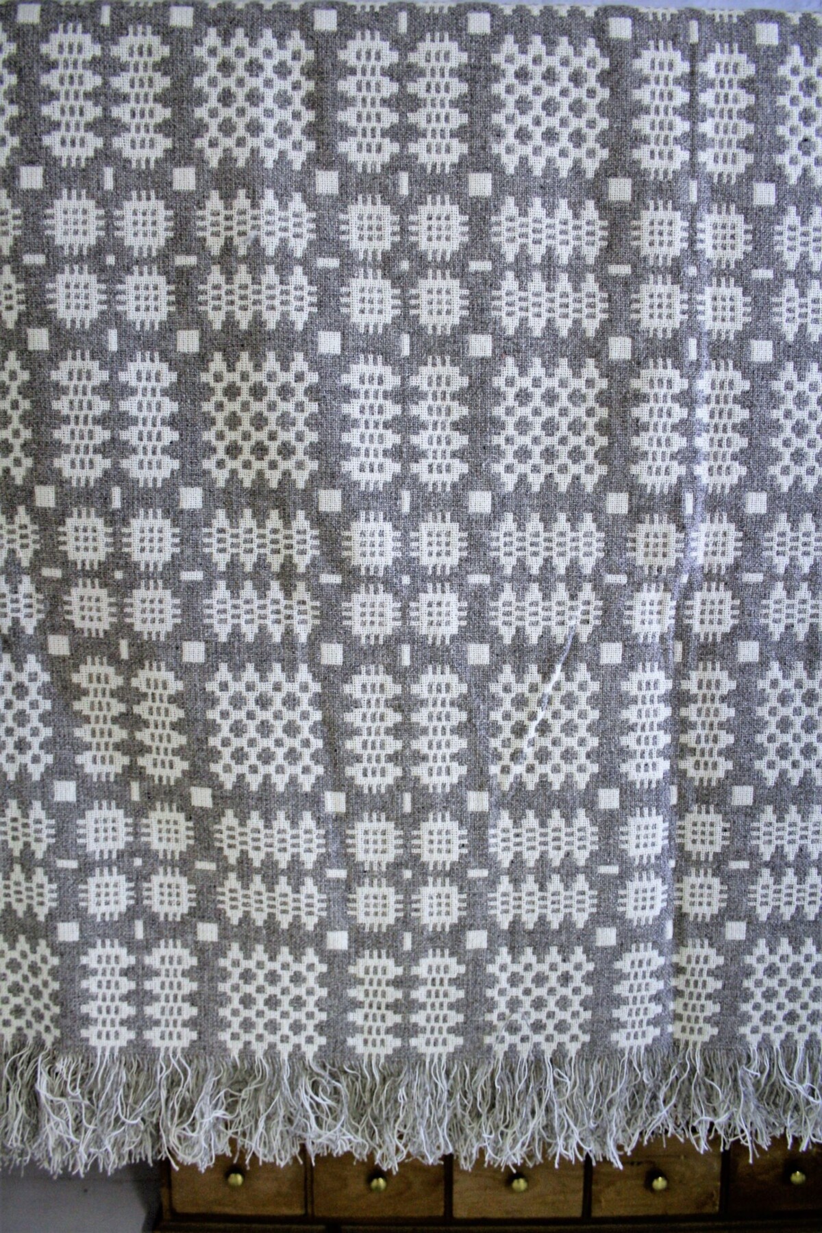 Welsh Wool Tapestry Blanket - Grey & White - Image 7