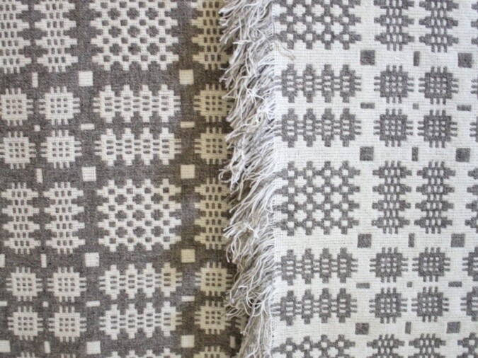 Welsh Wool Tapestry Blanket - Grey & White