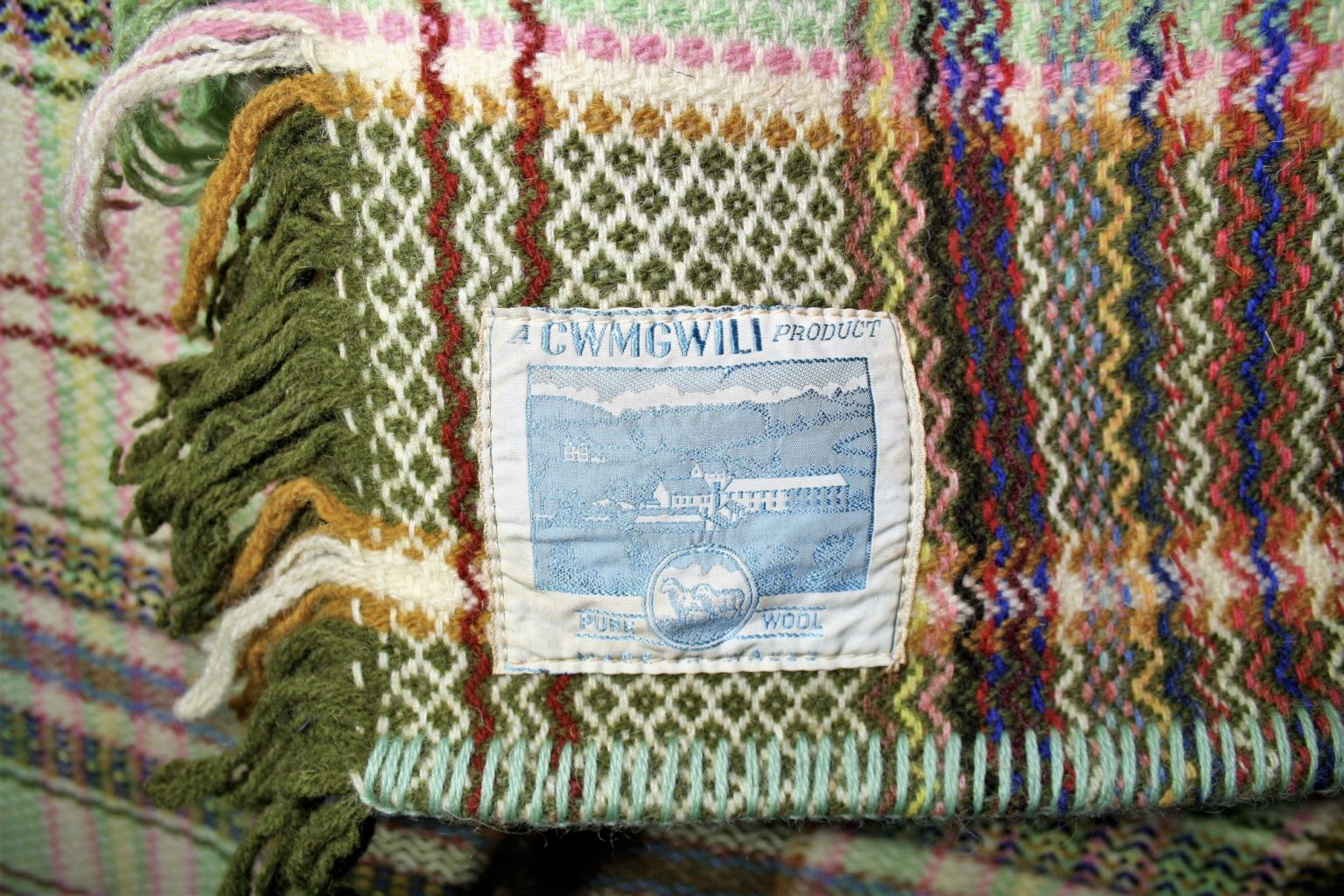 Welsh Wool Tapestry Blanket Vibrant Green Greencore Design