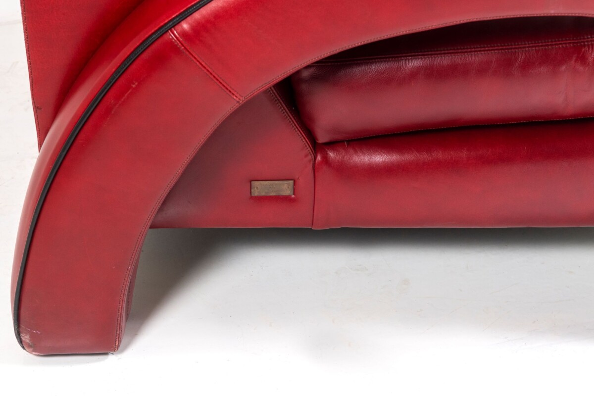 Art Deco Red Leather Speedster Armchair - Image 8