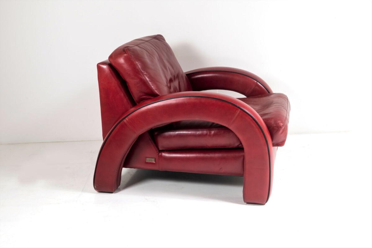 Art Deco Red Leather Speedster Armchair - Image 2