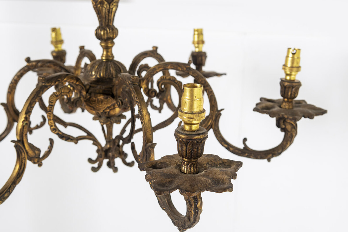Gilded Cast Bronze Chandelier - Image 6
