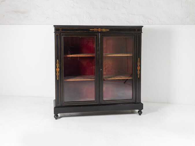 Ebonised Aesthetic Pier Cabinet | Glazed Bookcase | Sideboard