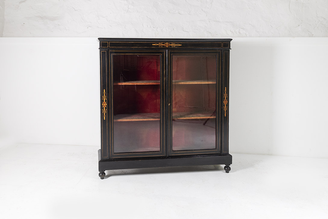 Ebonised Aesthetic Pier Cabinet Glazed Bookcase Sideboard