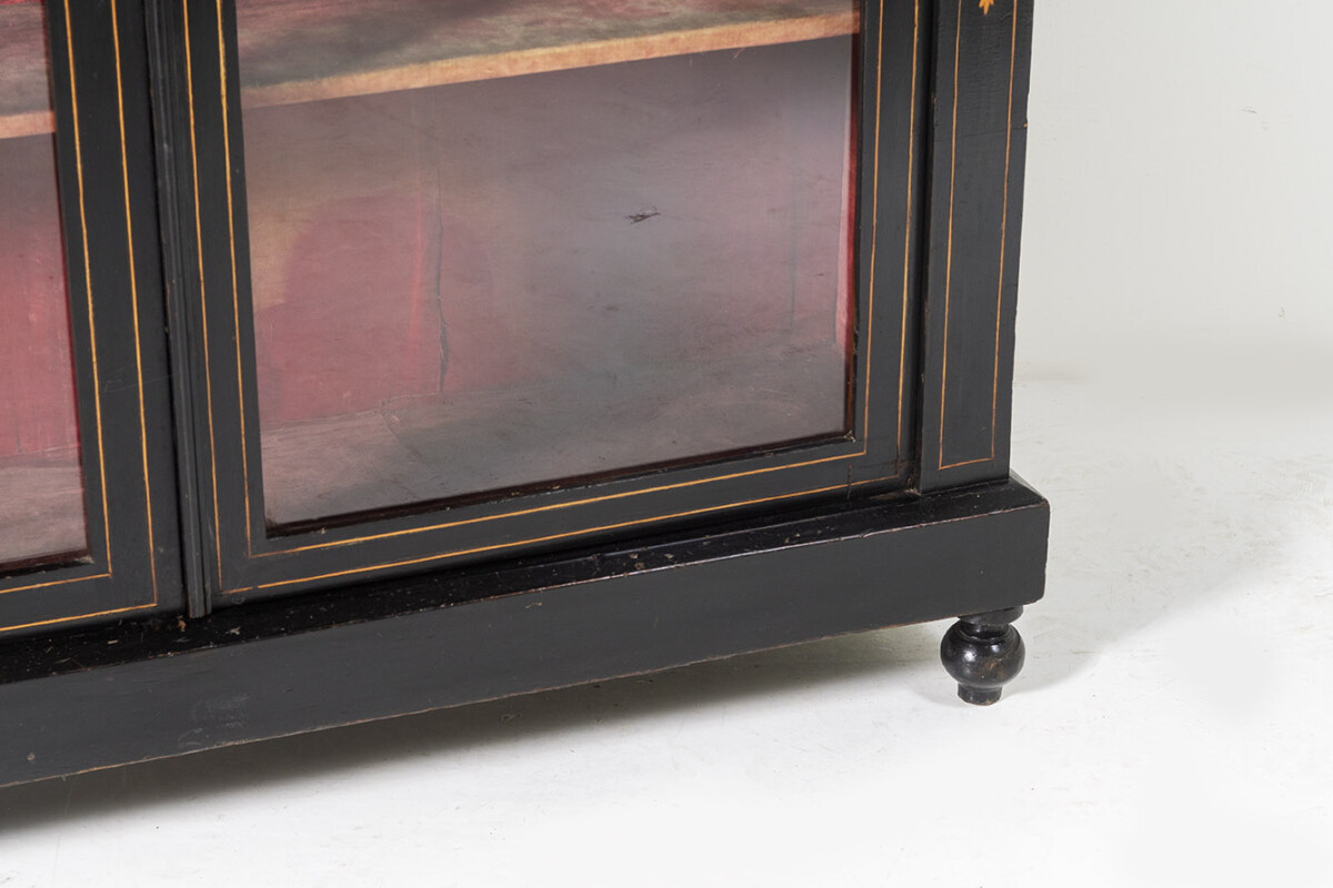 Ebonised Aesthetic Pier Cabinet | Glazed Bookcase | Sideboard - Image 2