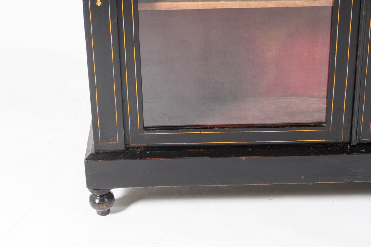 Ebonised Aesthetic Pier Cabinet | Glazed Bookcase | Sideboard - Image 7