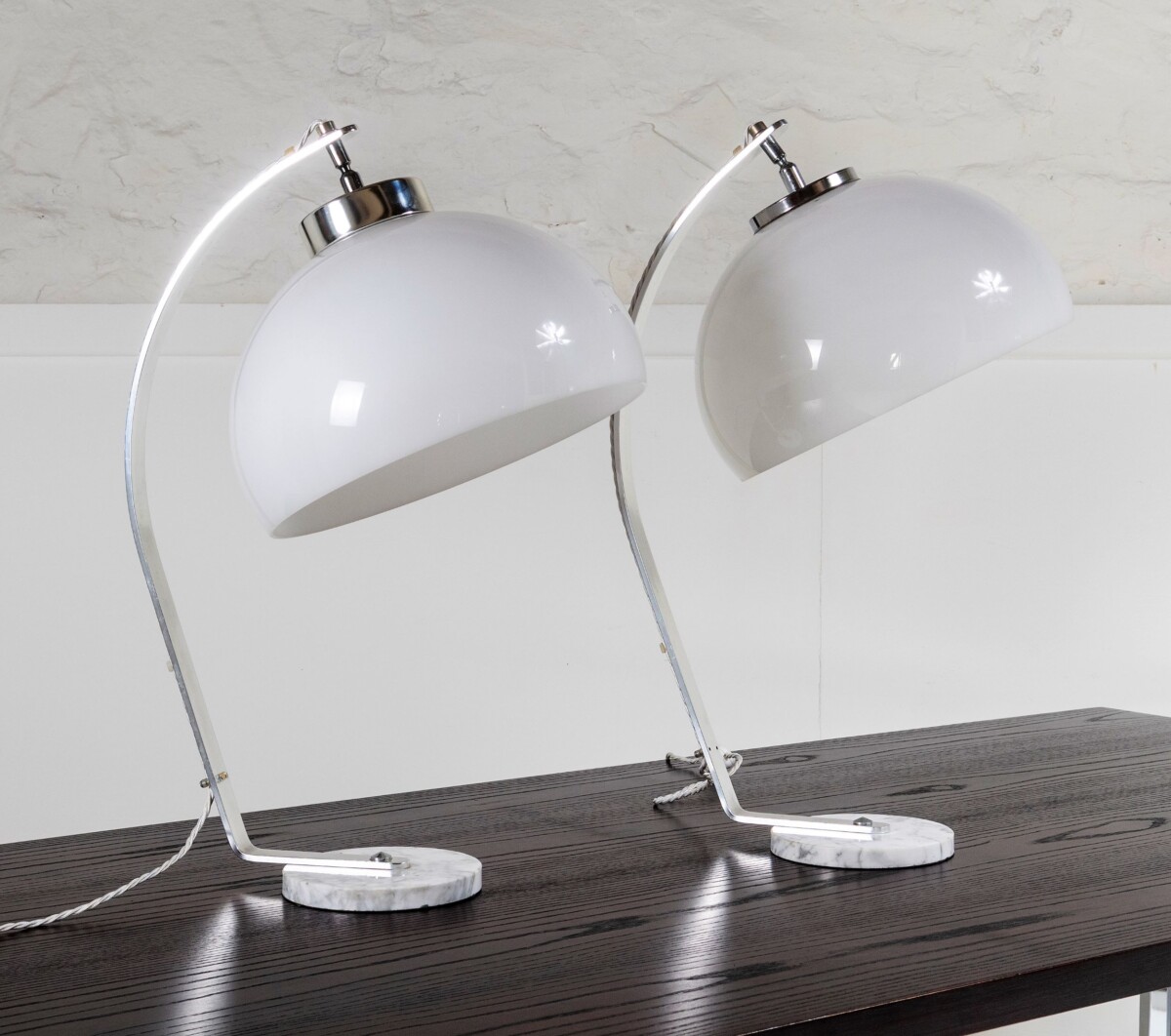 A Pair Of Mid-Century Italian Arc Table Lamps 1970s