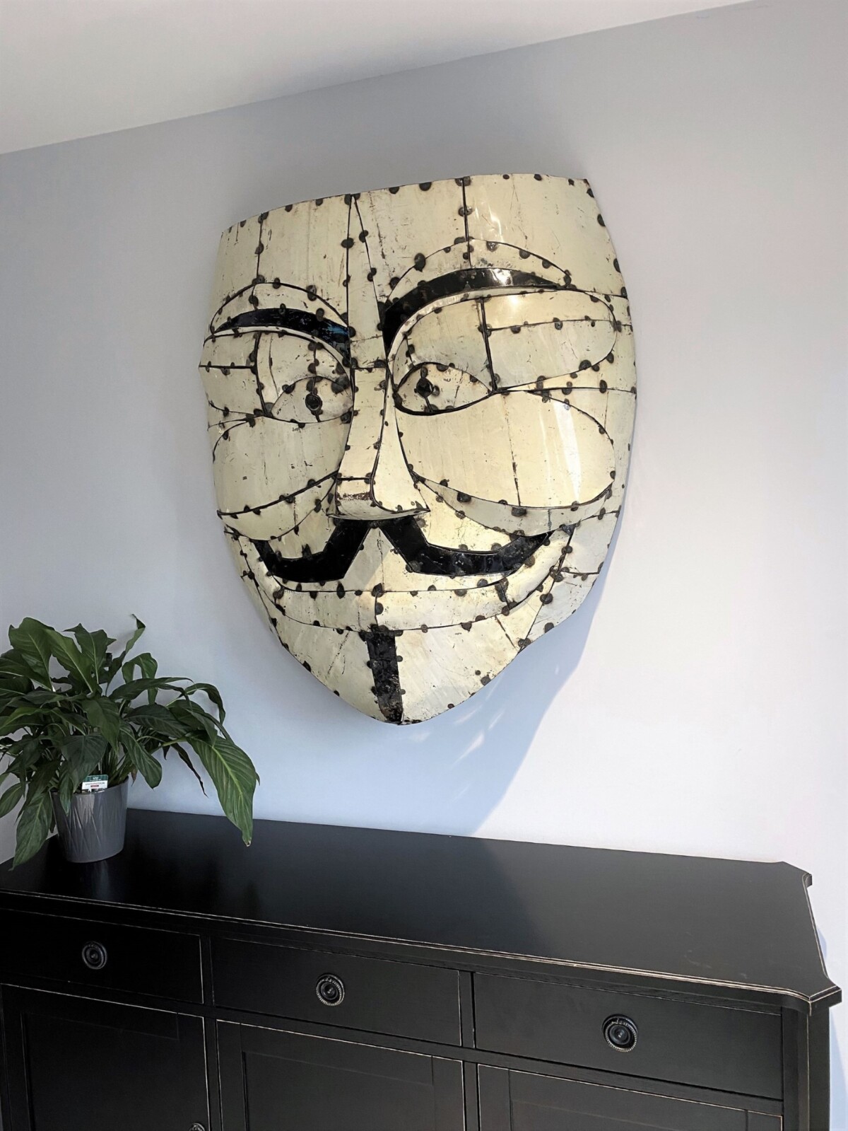 Large Metal Enamel Wall Art Face Mask - Image 2