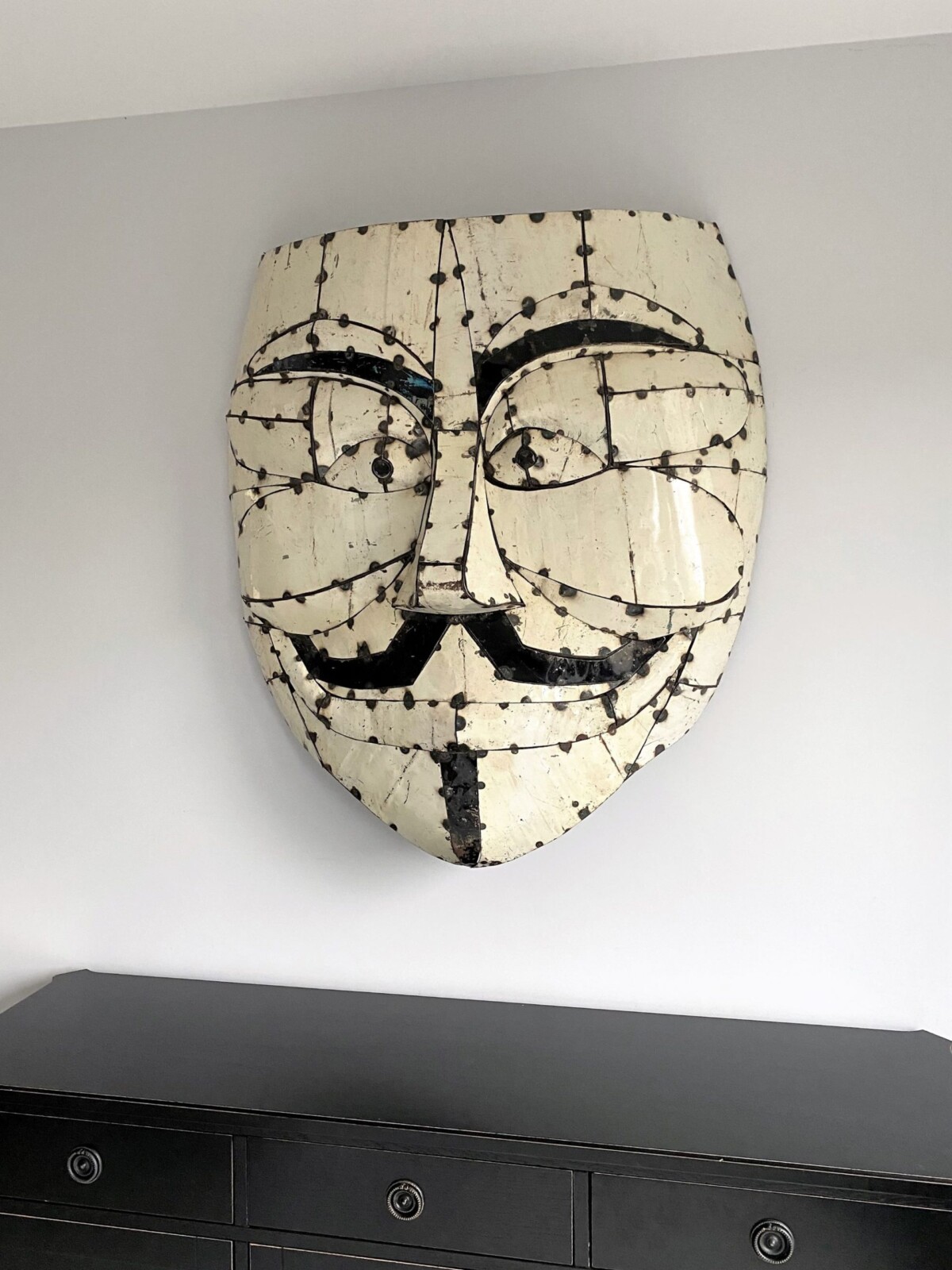 Large Metal Enamel Wall Art Face Mask - Image 9