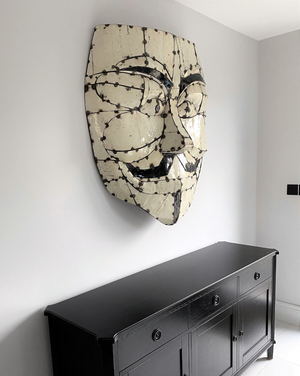 Large Metal Enamel Wall Art Face Mask - Image 8