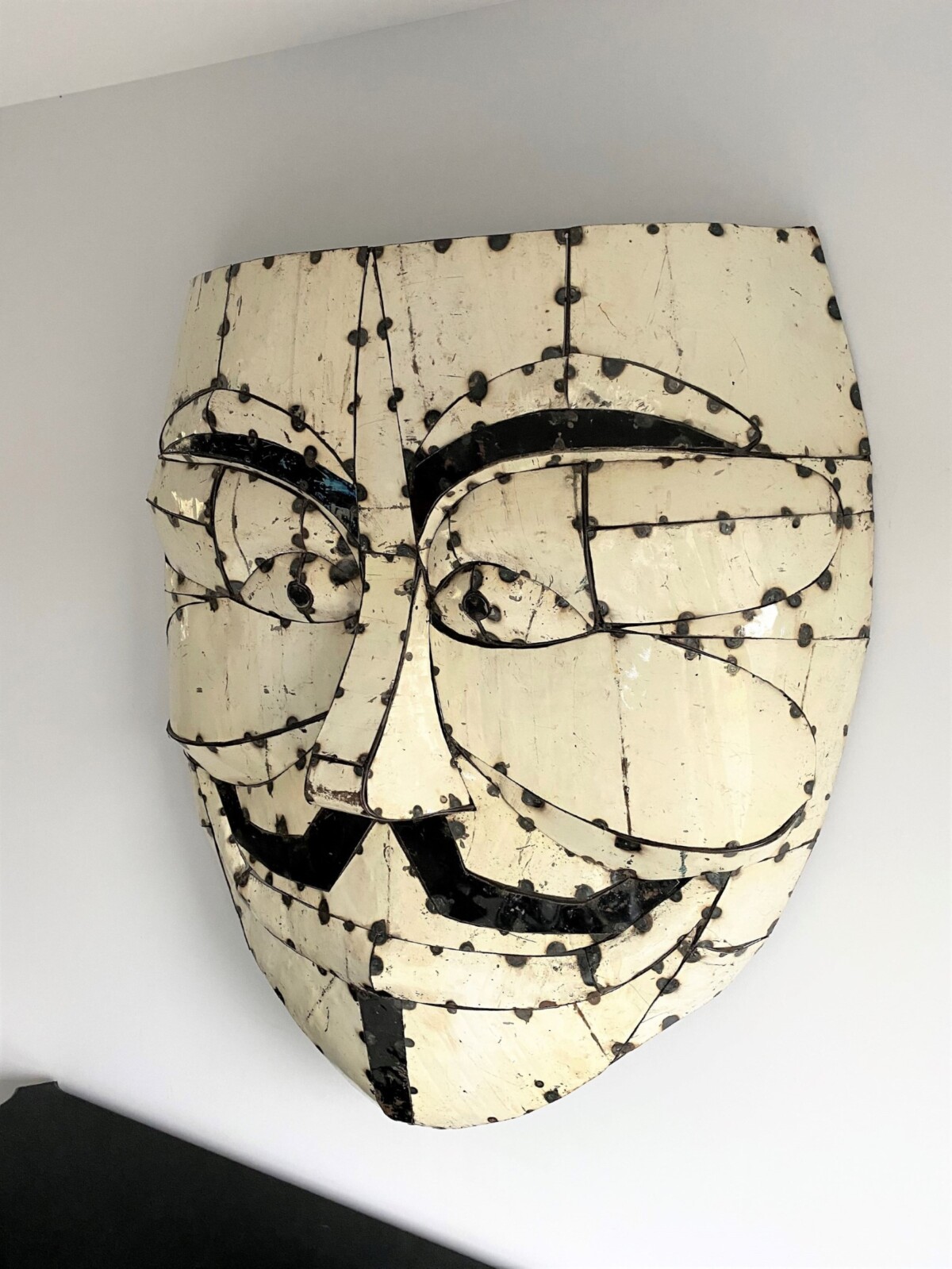 Large Metal Enamel Wall Art Face Mask - Image 4