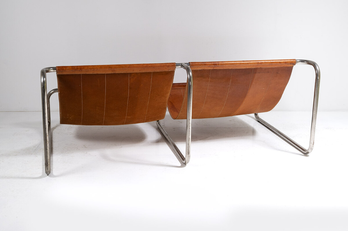 Tubular Chrome Leather Sling Lounger - Image 8