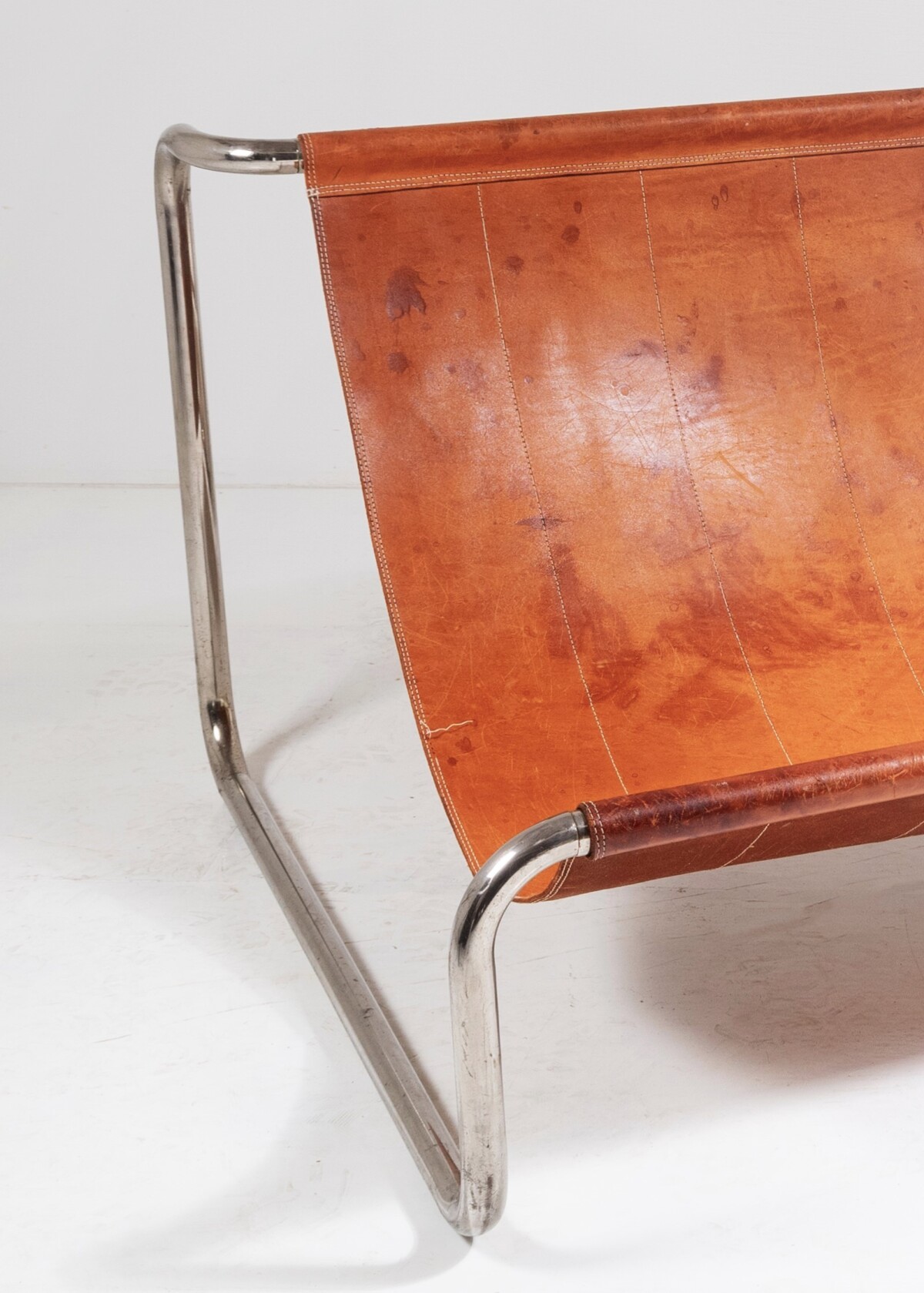 Tubular Chrome Leather Sling Lounger - Image 2