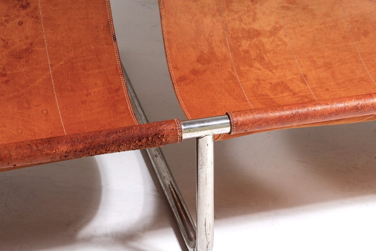 Tubular Chrome Leather Sling Lounger - Image 5