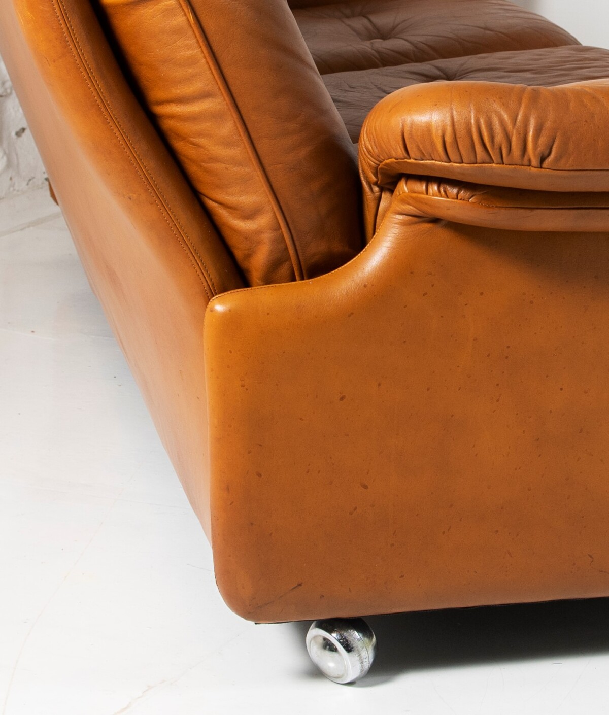 1970s Cognac Leather three Seater Sofa | Mid Century Svend Skipper | 3 person - Image 4