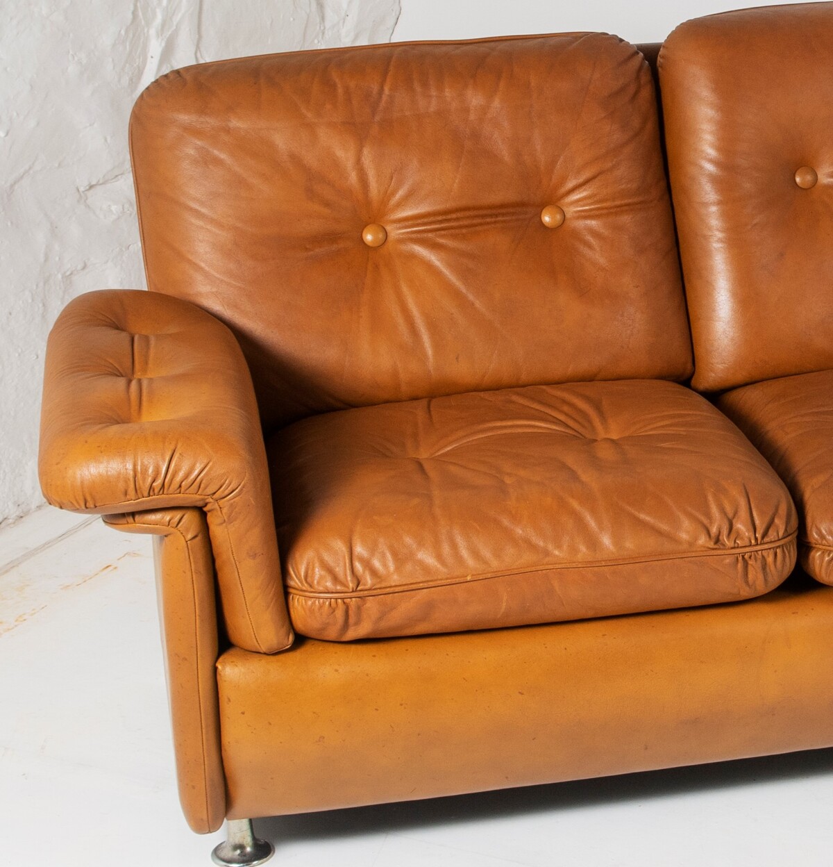 1970s Cognac Leather three Seater Sofa | Mid Century Svend Skipper | 3 person - Image 3