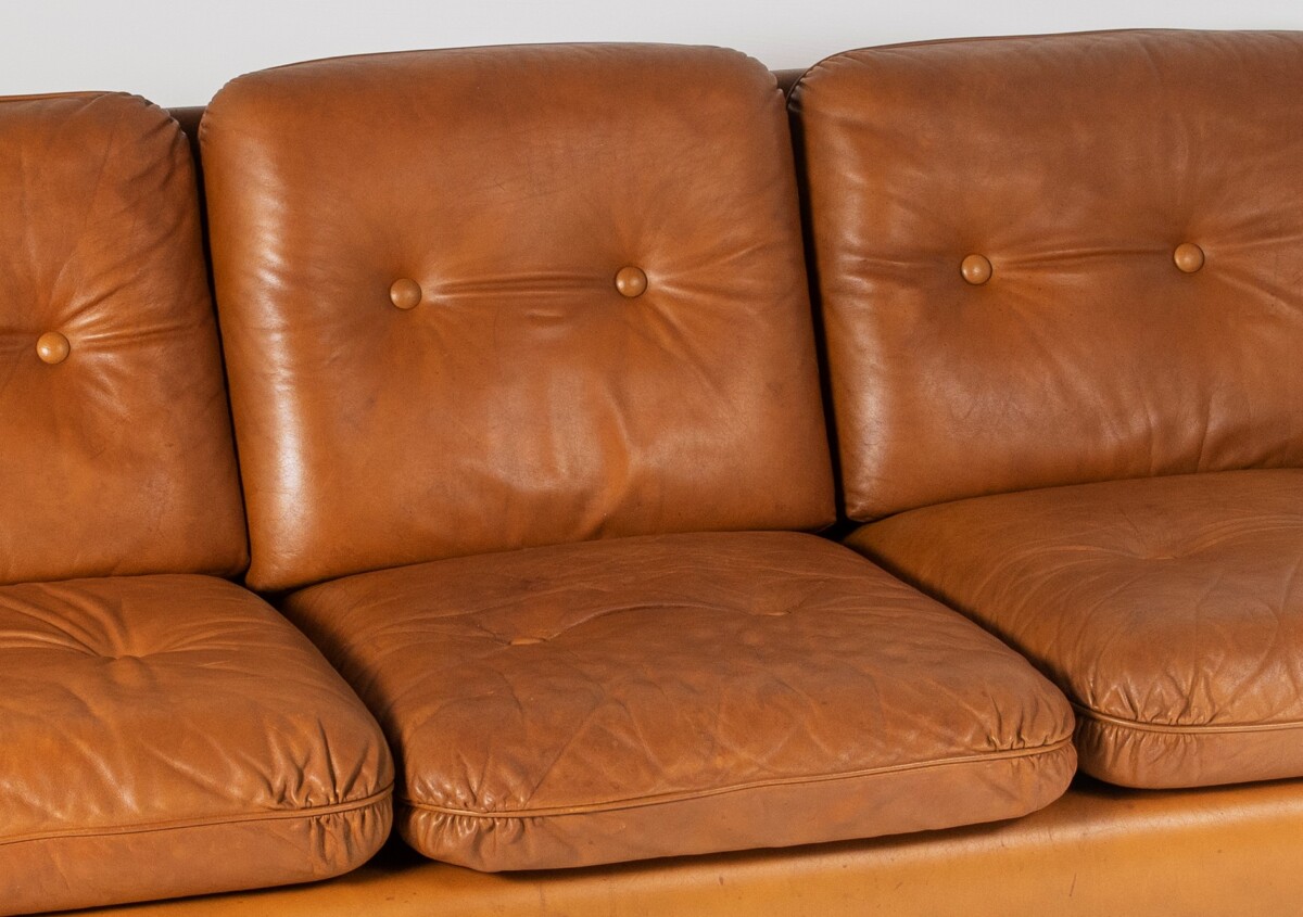 1970s Cognac Leather three Seater Sofa | Mid Century Svend Skipper | 3 person - Image 2