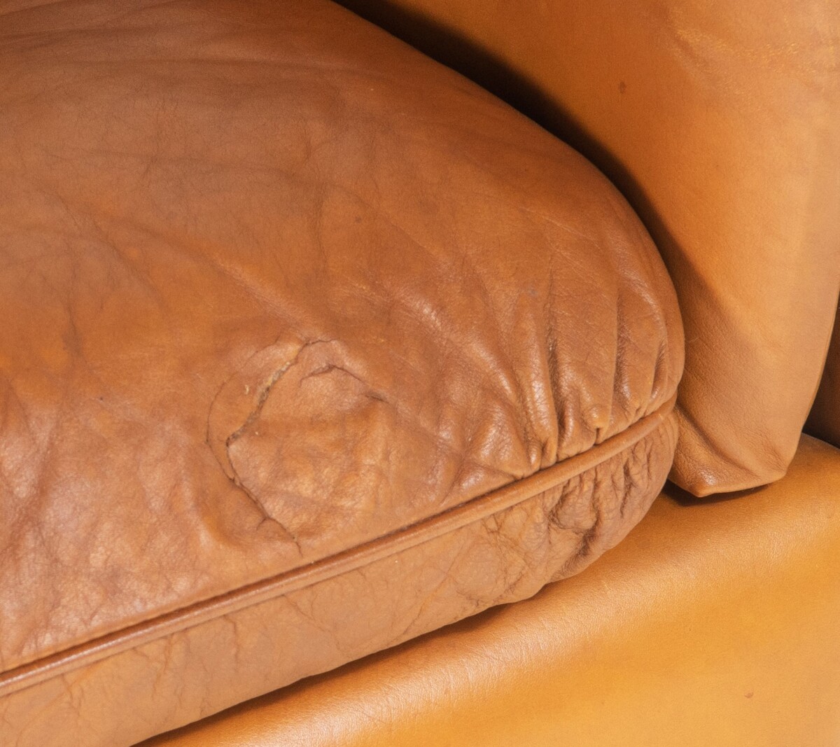 1970s Cognac Leather three Seater Sofa | Mid Century Svend Skipper | 3 person - Image 13