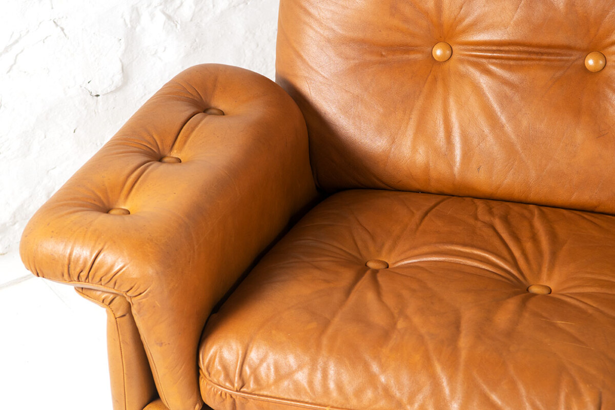 1970s Cognac Leather three Seater Sofa | Mid Century Svend Skipper | 3 person - Image 15