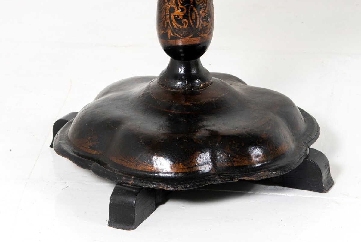 Papier Mâché Floral Painted Side Table - Image 4