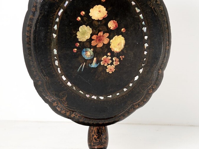 Papier Mâché Floral Painted Side Table