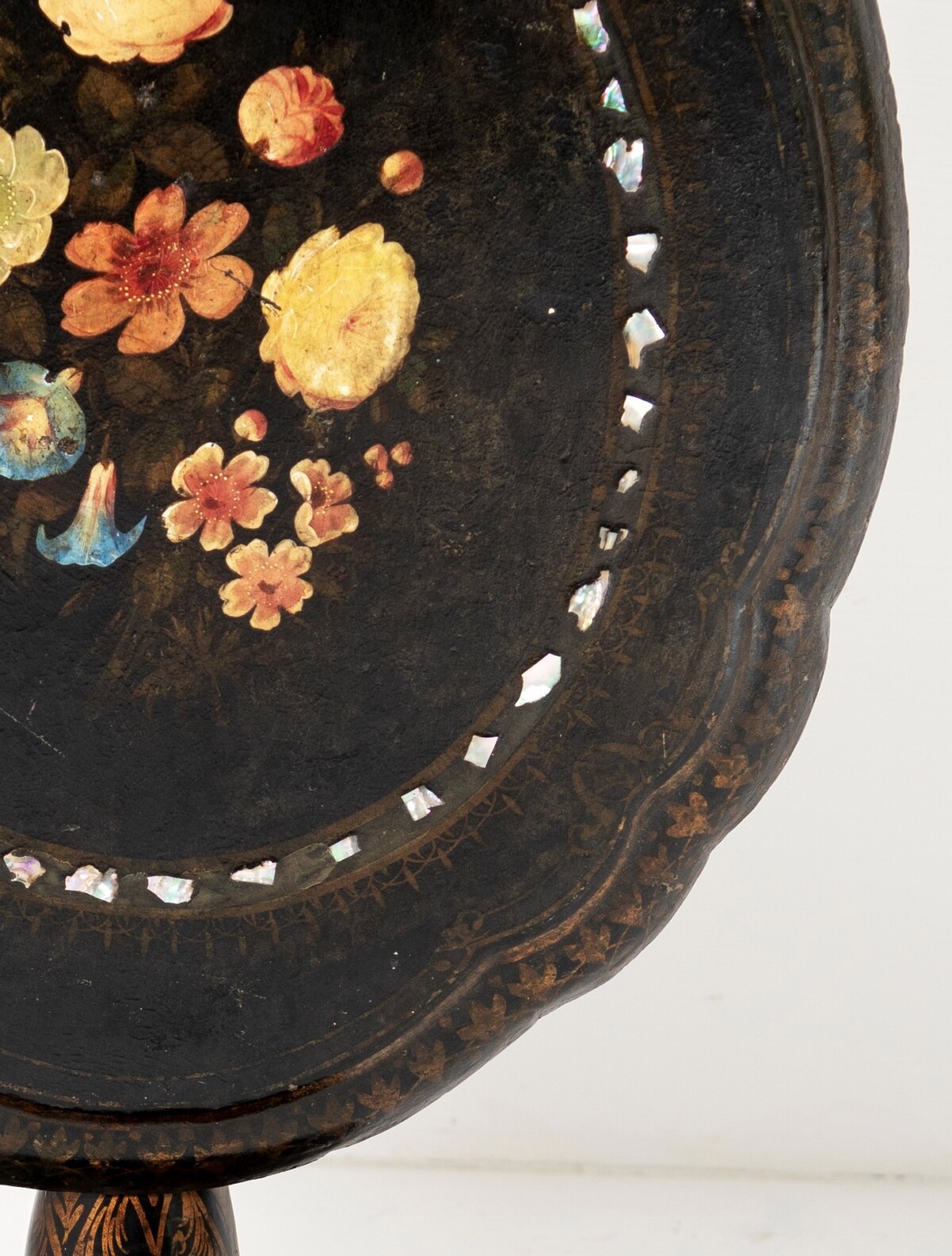 Papier Mâché Floral Painted Side Table - Image 7