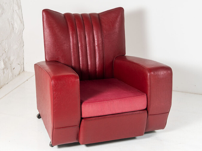 Art Deco Armchair in a classic Red Rexine