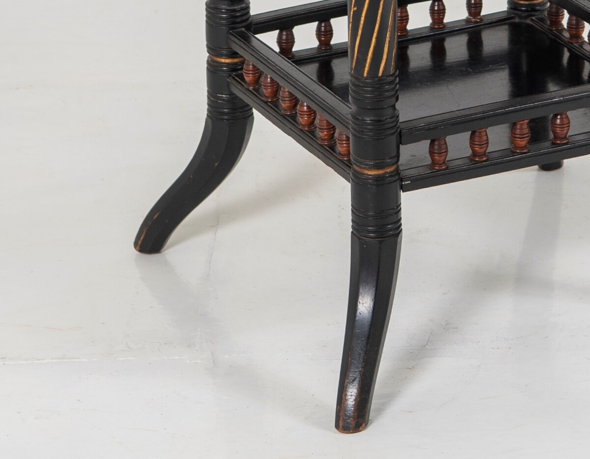 Ebonised Aesthetic Movement Octagonal Centre Table with Red Baize - Image 2