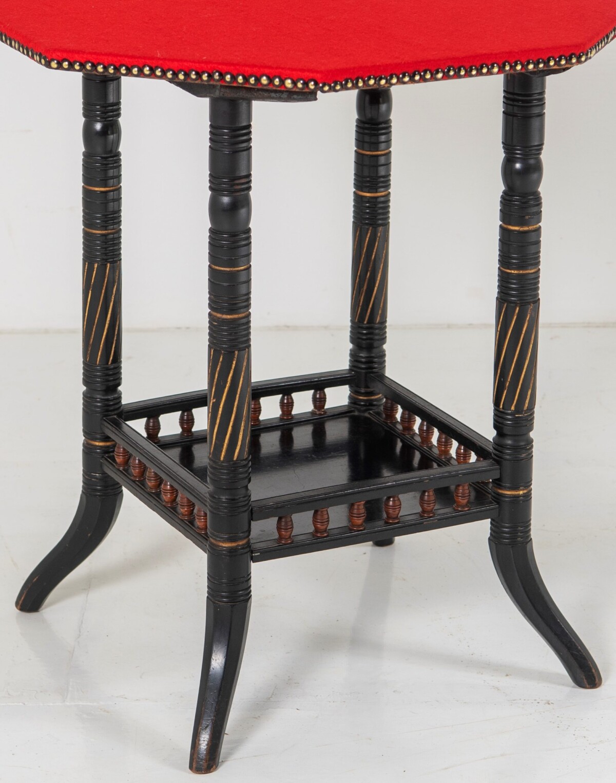 Ebonised Aesthetic Movement Octagonal Centre Table with Red Baize - Image 3