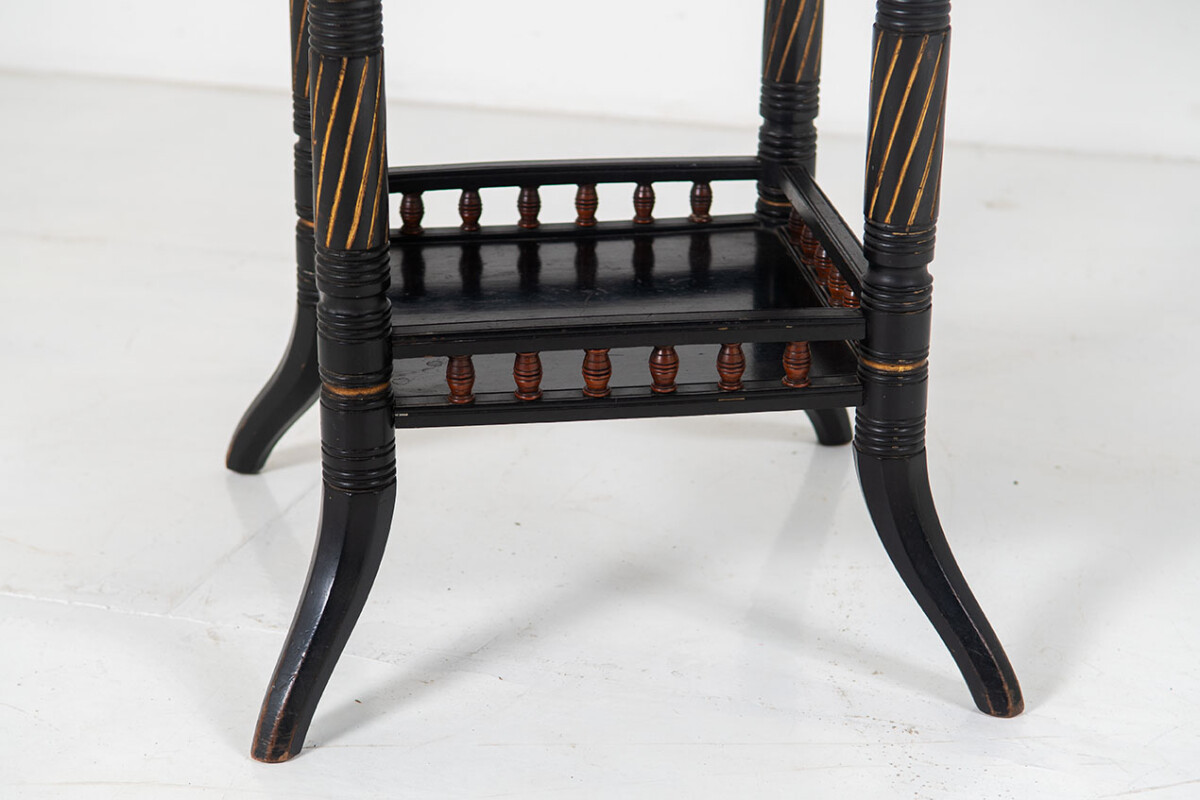 Ebonised Aesthetic Movement Octagonal Centre Table with Red Baize - Image 10