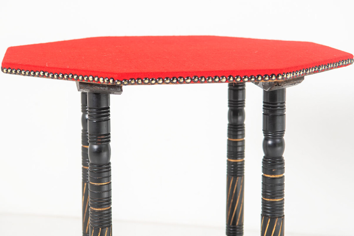Ebonised Aesthetic Movement Octagonal Centre Table with Red Baize - Image 9