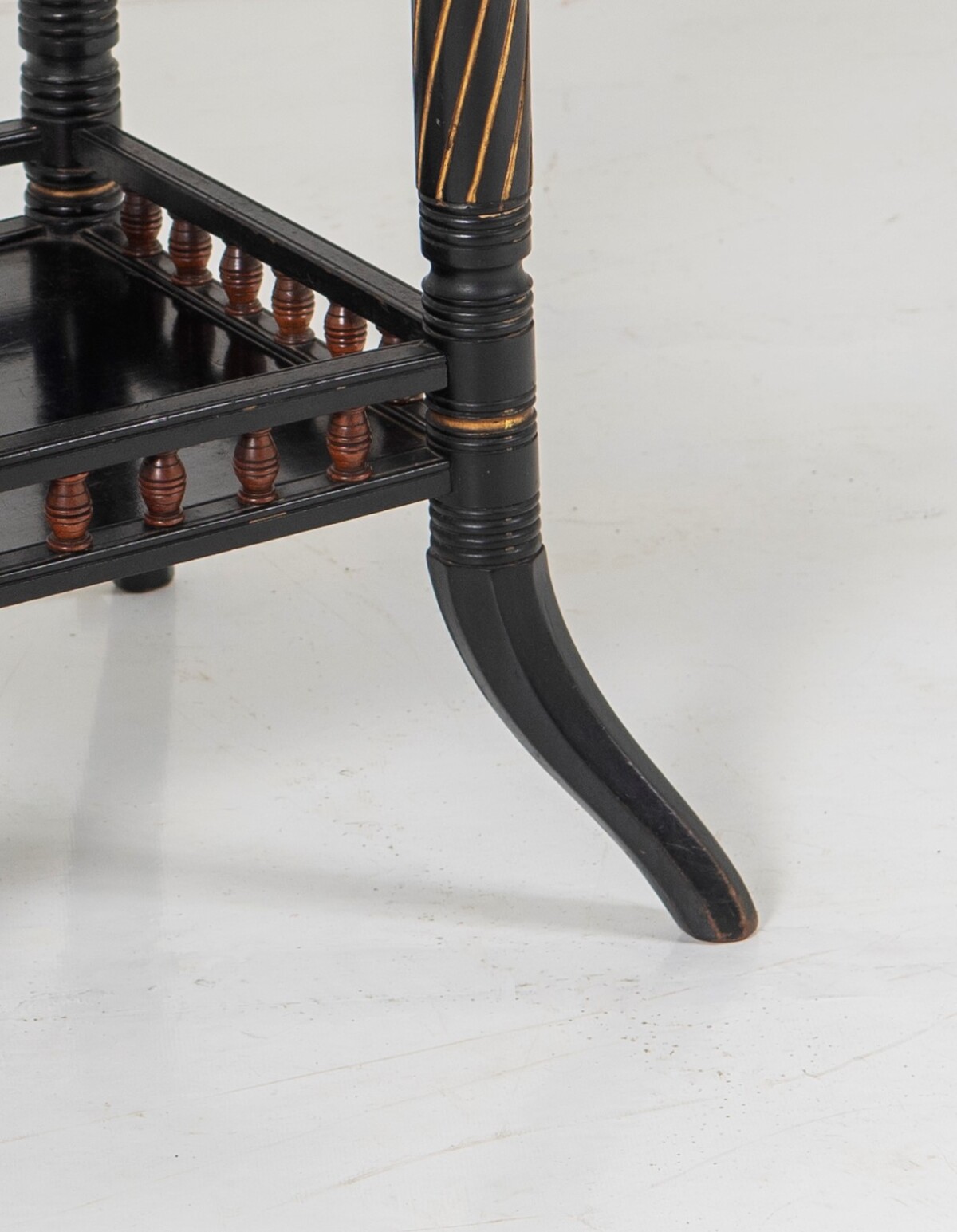 Ebonised Aesthetic Movement Octagonal Centre Table with Red Baize - Image 7