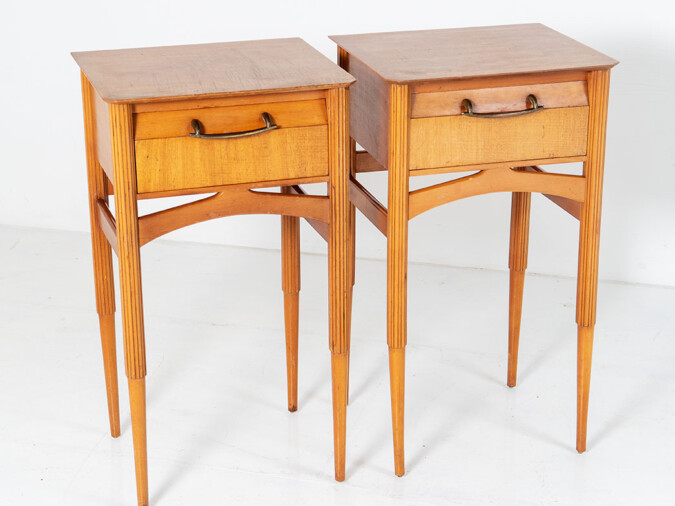 A Pair of Italian Mid Century Maple Bedside Tables | Stylish Side Tables
