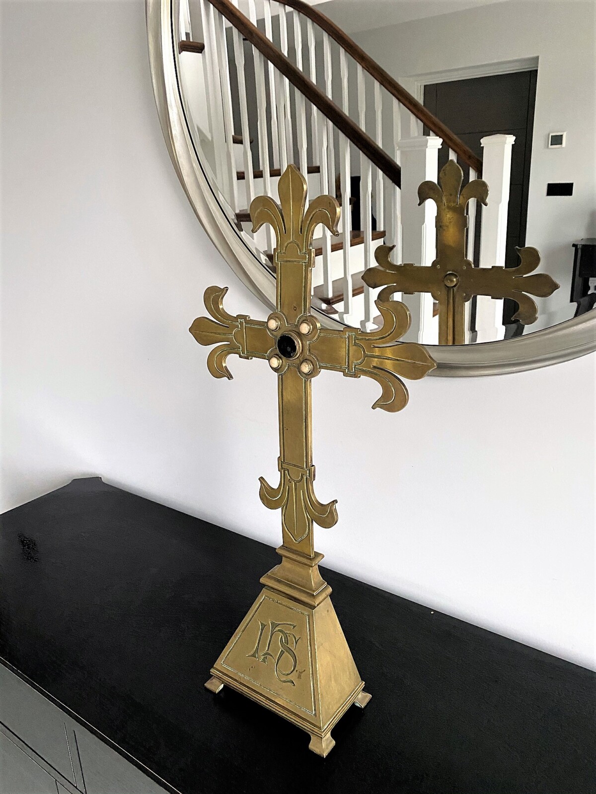Large Cast Bronze 19th Century Alter Cross - Image 6