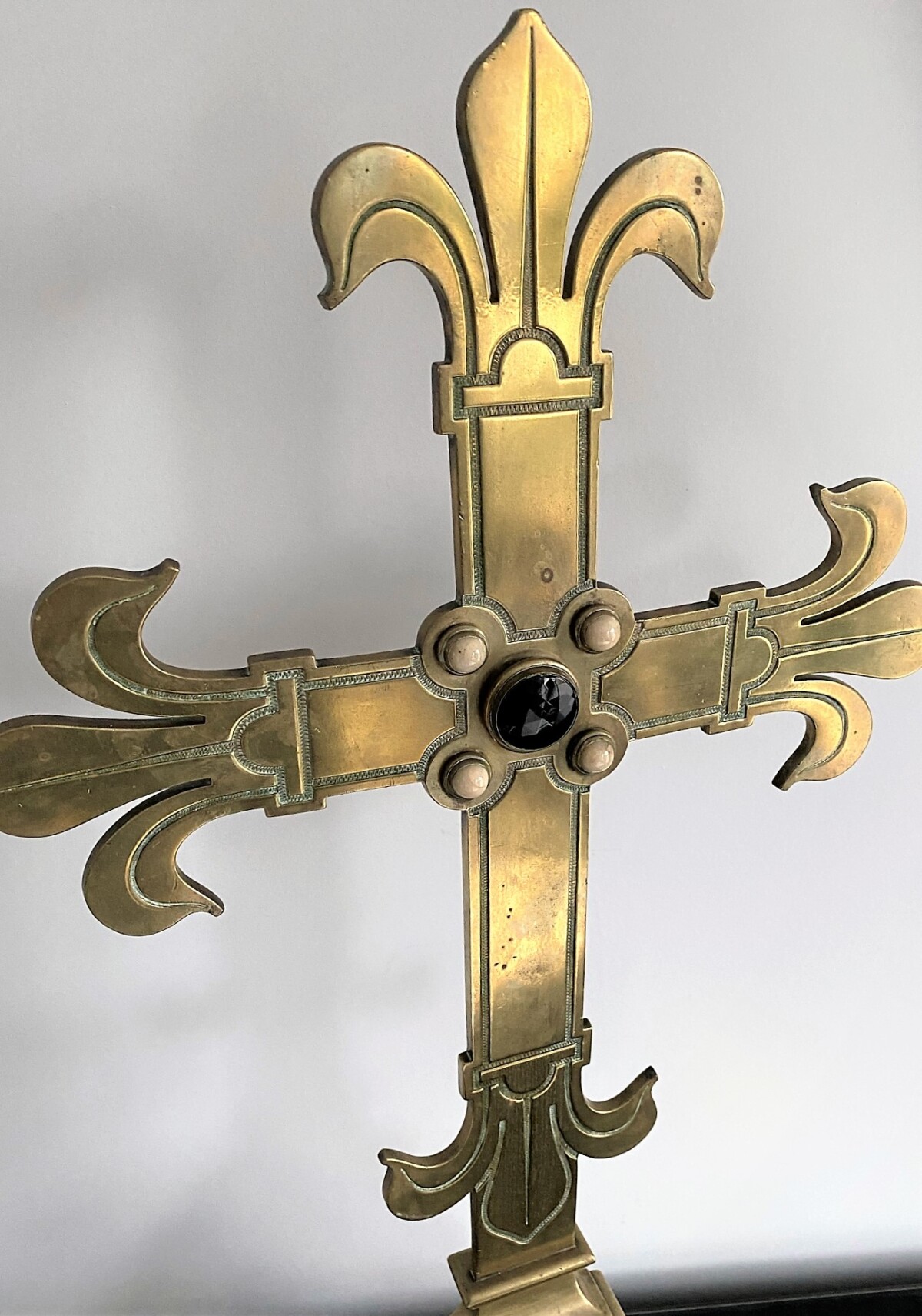 Large Cast Bronze 19th Century Alter Cross - Image 2