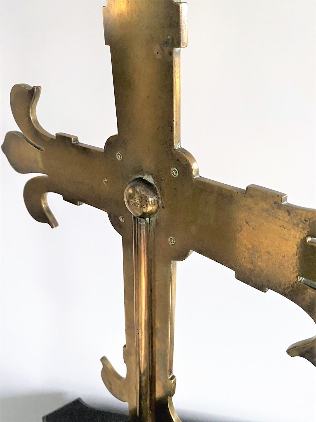 Large Cast Bronze 19th Century Alter Cross - Image 9